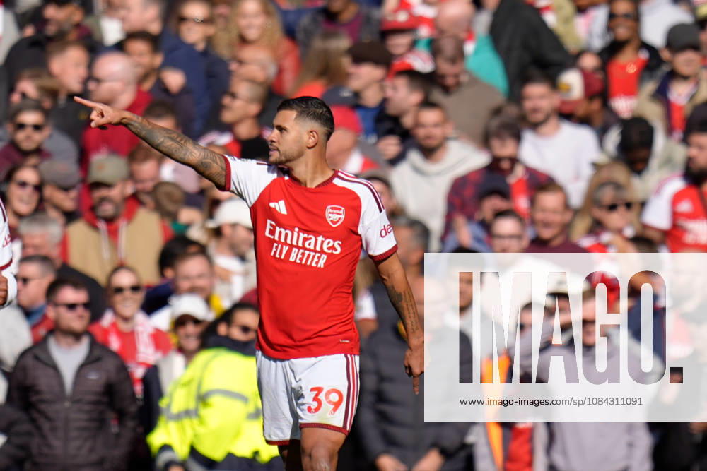 10th October 2026; Emirates Stadium, London, England; Premier League Football, Arsenal versus Leeds United; Bruno Guimaraes of Arsenal celebrates after scoring to make it 2-1 in the 70th minute TomxMajor