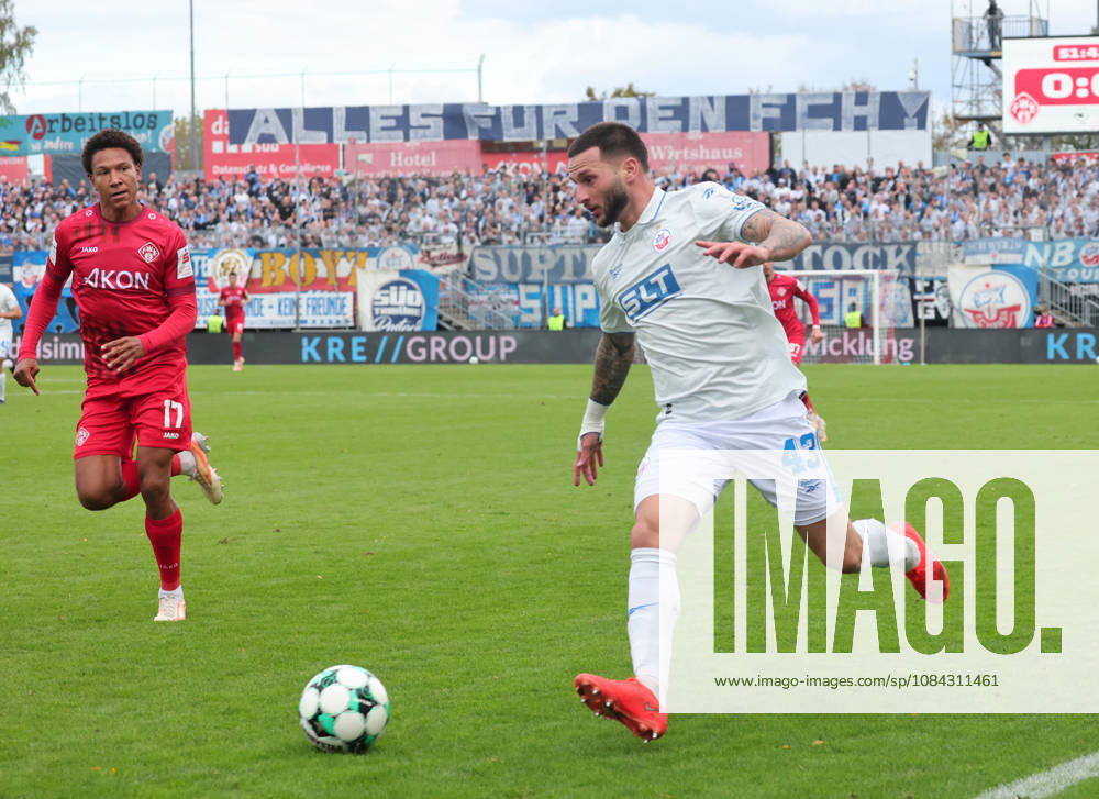 FC Würzburger Kickers vs. FC Hansa Rostock, Würzburg, October 10, 2026, Soccer, 3rd Division, FC Würzburger Kickers vs. FC Hansa Rostock, Leon Dajuku, FC Hansa Rostock, Akon Arena, Bavaria, Germany