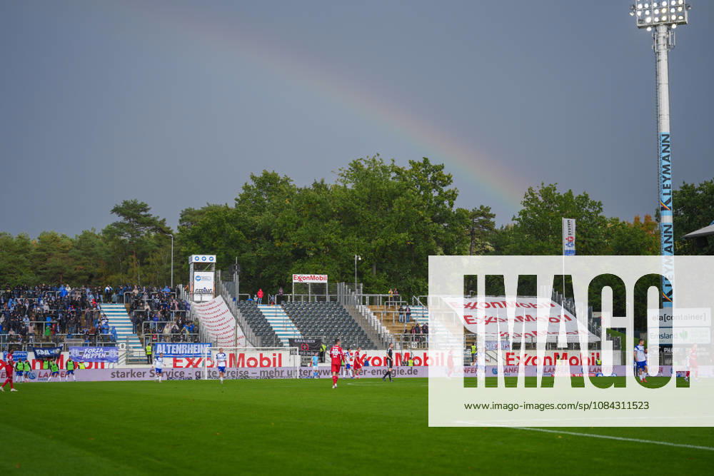German Soccer, 3rd Division, Matchday 8, Hänsch Arena, Meppen, Emsland, Lower Saxony, SV Meppen vs. VfB Stuttgart U21, VfB Stuttgart II: A rainbow over the Hänsch Arena