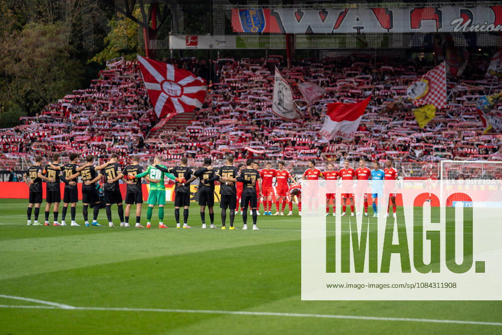 German Soccer 1st Bundesliga, Matchday 5, 2026–2027, 1. FC Union Berlin vs. SV Elversberg on October 10, 2026, at the An der Alten Försterei Stadium in Berlin; a moment of silence was observed in memory of the traffic accident