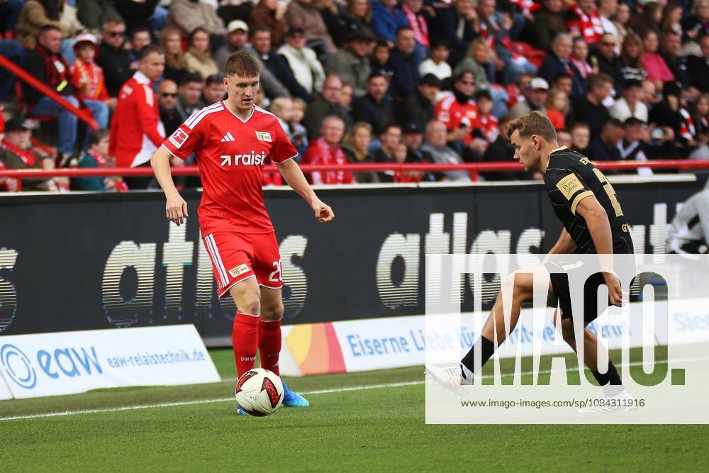 Berlin, Germany, October 10, 2026, Alte Försterei Stadium, Matchday 5, 2026–27 Season, Bundesliga 1: Union Berlin vs. SV Elversberg, Michel Aebischer 20, Union Berlin leads Lasse Günther 21, SV Elversberg