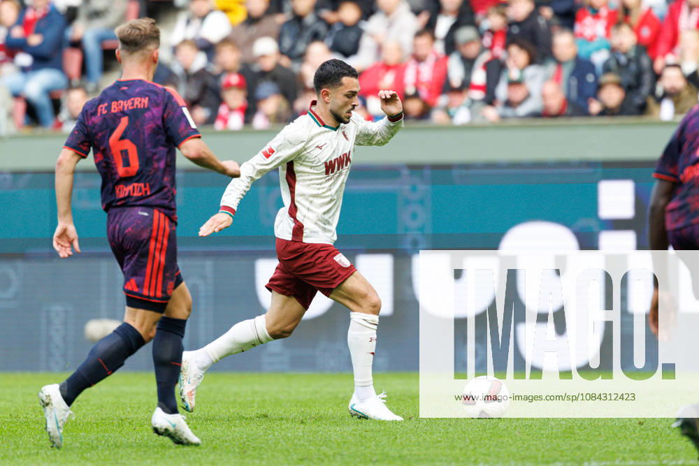 Arijon Ibrahimovic, 21, FC Augsburg, during the match between FC Augsburg and FC Bayern Munich, soccer, men s, Bundesliga, 2026–2027, Matchday 5 on October 10, 2026, in Augsburg, WWK ARENA. DFL and DFB regulations prohibit any use of photographs as image sequences and or quasi-video. Bavaria, Germany