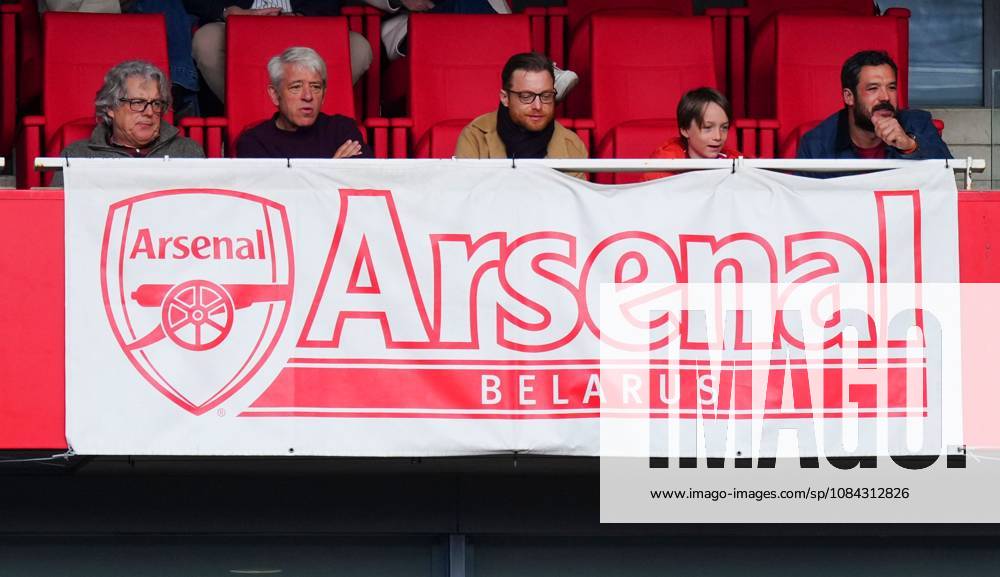 Arsenal fans Alan Davies, far left, and John Bercow to his left look on Arsenal v Leeds United, Premier League, Football, Emirates Stadium, London, UK - 10 Oct 2026London Emirates Stadium United Kingdom