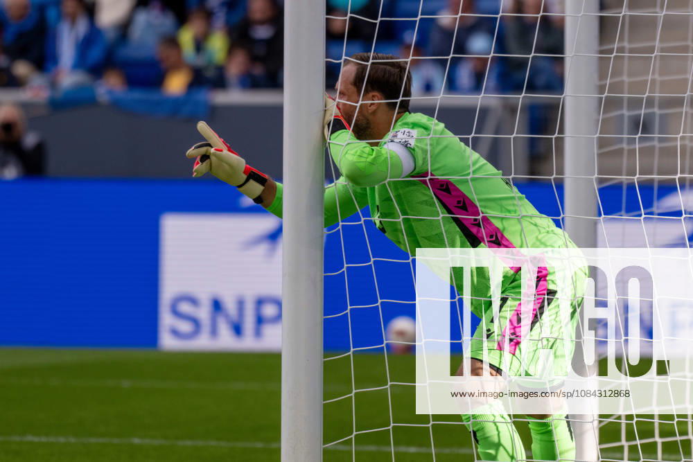 Goalkeeper Oliver Baumann, TSG 1899 Hoffenheim, Germany, Sinsheim, October 10, 2026, Soccer, Bundesliga: TSG 1899 Hoffenheim vs. Hamburger SV, 2026–2027 season, Matchday 5, SNP Arena. DFL and DFB regulations prohibit any use of photographs as image sequences and or quasi-video.