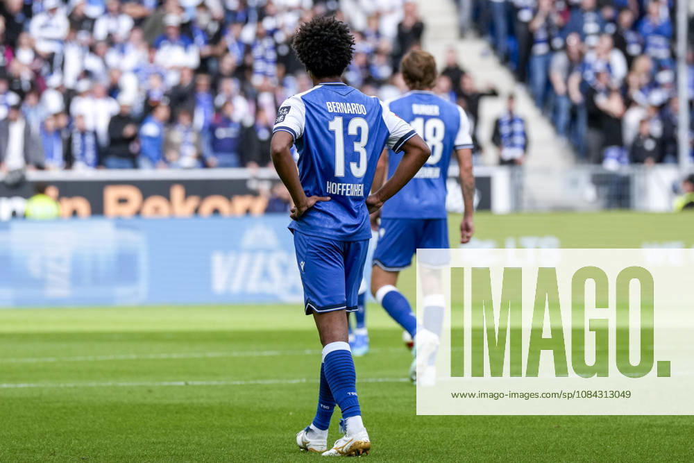 From left: Bernardo Fernandes da Silva Junior (Hoffenheim), 13, Wouter Burger (Hoffenheim), 18, TSG 1899 Hoffenheim players looking disappointed, disappointment, frustration, pessimistic, after conceding the goal to make it 0–1, action, game scene, October 10, 2026, Sinsheim, Germany, soccer, Bundesliga, TSG 1899 Hoffenheim vs. Hamburger SV, DFB and DFL regulations prohibit any use of photographs as image sequences and or quasi-video