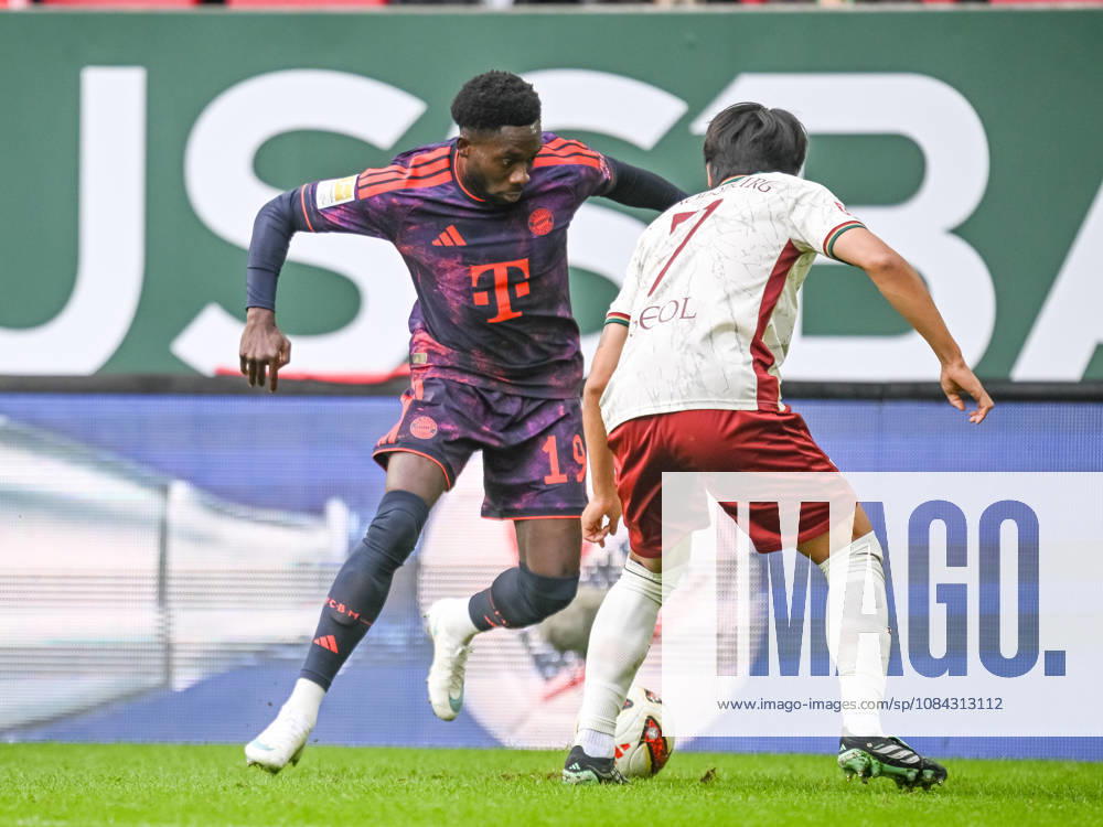 Alphonso Davies of FC Bayern Munich and Youngwoo Seol of FC Augsburg battle for the ball during the Bundesliga match between FC Augsburg and FC Bayern Munich, WWK Arena on October 10, 2026, in Augsburg, Germany. Photo by Harry Langer, DeFodi Images. Alphonso Davies of FC Bayern Munich and Youngwoo Seol of FC Augsburg battle for the ball during the Bundesliga match between FC Augsburg and FC Bayern Munich at WWK Arena on October 10, 2026 in Augsburg, Germany. Photo by Harry Langer, DeFodi Images. DFB and DFL regulations prohibit any use of photographs as image sequences and or quasi-video. Photo by Harry Langer, DeFodi Images. DFB and DFL regulations prohibit any use of photographs as imSEQUENCES AND OR QUASI-VIDEO