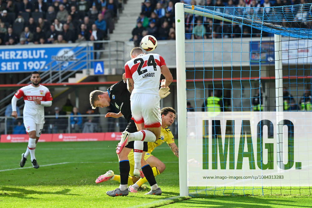 Paderborn, Home Deluxe Arena, October 10, 2026, GER, Men s, 1. Bundesliga, 2026–2027 Season, SC Paderborn 07 vs. VfB Stuttgart. Photo by Julian CHABOT. Stuttgart scores the goal to make it 0–1. DFL regulations prohibit any use of photographs as image sequences and or quasi-video. North Rhine-Westphalia, Germany