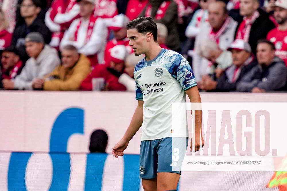 Germany Soccer Season 2026–2027, 1st Bundesliga, Matchday 5, 1 FSV Mainz 05 vs. Bayer 04 Leverkusen, MEWA Arena, Mainz, Miguel Gutiérrez, Miguel Gutiérrez, Bayer 04 Leverkusen, 3 facial expressions, emotions, Mainz, MEWA Arena, Germany