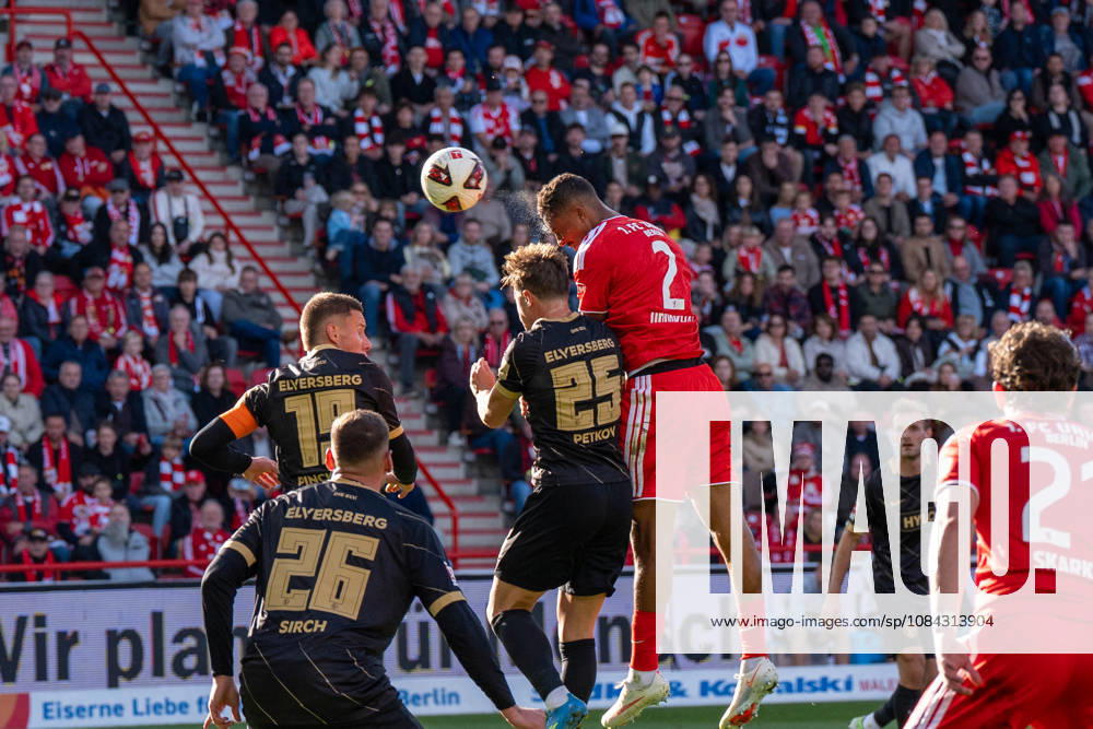 German Soccer Bundesliga 1, Matchday 5, 2026–2027, 1. FC Union Berlin vs. SV Elversberg on October 10, 2026, at the Stadion An der Alten Försterei in Berlin; Felix Uduokhai (1. FC Union Berlin) had a header chance, 2