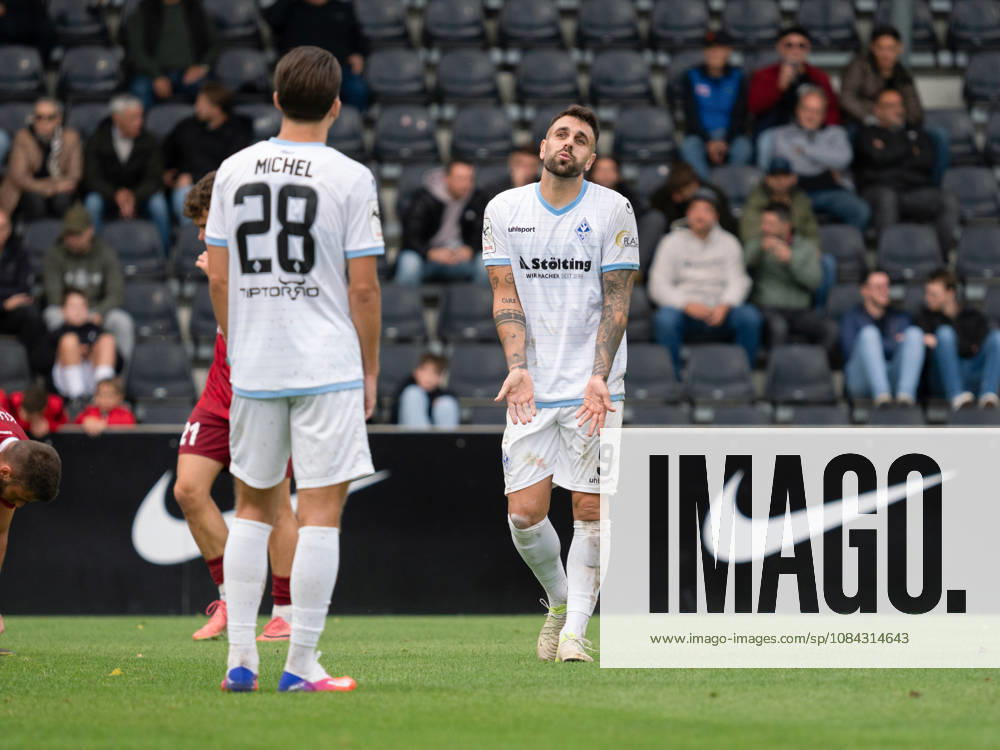 Disappointment for Goncalo Gregorio of SV Waldhof Mannheim, 09, after a missed scoring opportunity, missed chance, scoring opportunity GER, soccer, SG Sonnenhof Grossaspach vs. SV Waldhof Mannheim, 3rd Division, Matchday 8, Aspach, 2026–2027 season, October 10, 2026, GER, soccer, SG Sonnenhof Grossaspach vs. SV Waldhof Mannheim, 3rd Division, Matchday 8, Aspach, 2026–2027 season, October 10, 2026, Aspach
