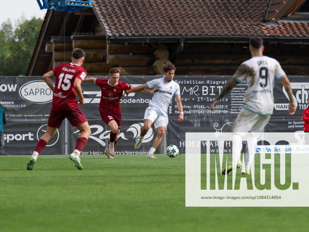 Tackle between LÃ on Maier (SG Sonnenhof Grossaspach, No. 20) and Lovis Bierschenk (SV Waldhof Mannheim), 07, Running duel, Sprint duel, Possession GER, Soccer, SG Sonnenhof Grossaspach vs. SV Waldhof Mannheim, 3rd League, Matchday 8, Aspach, 2026–2027 season, October 10, 2026 GER, Soccer, SG Sonnenhof Grossaspach vs. SV Waldhof Mannheim, 3rd Division, Matchday 8, Aspach, 2026–2027 season, October 10, 2026 Aspach