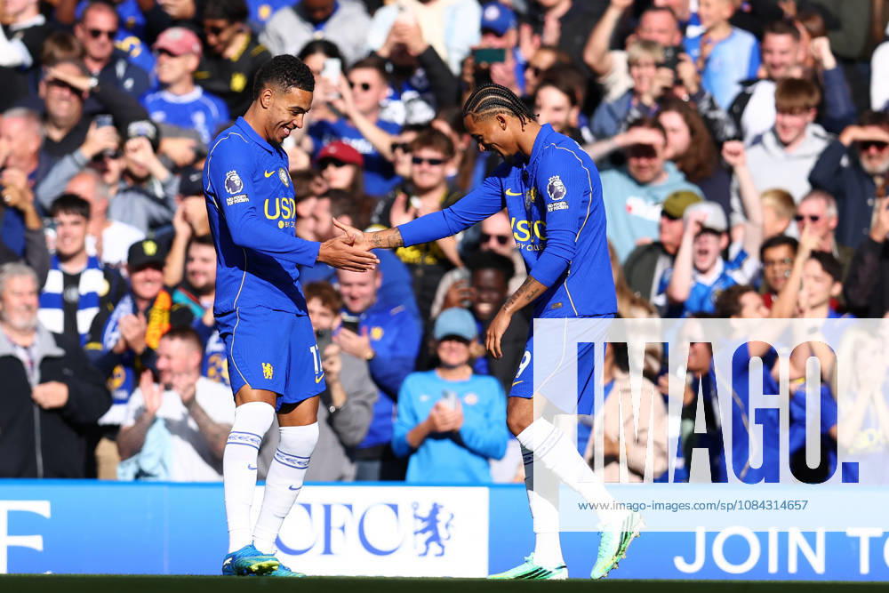 London, England, 10th October 2026. Morgan Rogers (L) of Chelsea celebrates after scoring to make it 2-0 during the Chelsea vs AFC Bournemouth Premier League match at Stamford Bridge, London. Picture credit should read: Paul Terry Sportimage . SPI_019_PT_Chelsea_Bournemouth SPI-5060-0019