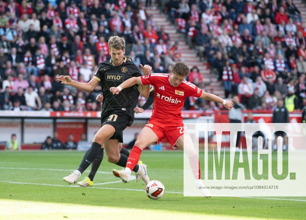 Soccer, Men s, 2026–2027 Season, Bundesliga 1, Matchday 5, 1. FC Union Berlin vs. SV 07 Elversberg, from left: Maximilian Rohr (SV Elversberg), Tim Skarke (1. FC Union Berlin), October 10, 2026,