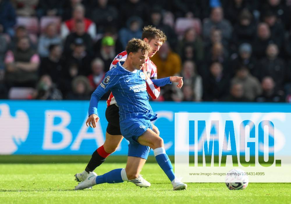 Maxim De Cuyper of Brighton & Hove Albion fends off Trai Hume of Sunderland Sunderland v Brighton & Hove Albion, Premier League, Football, Stadium of Light, Sunderland, UK - 10 Oct 2026Sunderland Stadium of Light United Kingdom