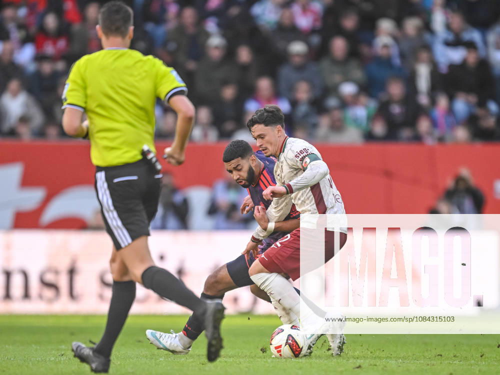 Ismael Saibari of FC Bayern Munich and Fabian Rieder of FC Augsburg battle for the ball during the Bundesliga match between FC Augsburg and FC Bayern Munich, WWK Arena on October 10, 2026, in Augsburg, Germany. Photo by Harry Langer, DeFodi Images. Ismael Saibari of FC Bayern Munich and Fabian Rieder of FC Augsburg battle for the ball during the Bundesliga match between FC Augsburg and FC Bayern Munich at WWK Arena on October 10, 2026 in Augsburg, Germany. Photo by Harry Langer, DeFodi Images. DFB and DFL regulations prohibit any use of photographs as image sequences and or quasi-video. Photo by Harry Langer, DeFodi Images. DFB and DFL regulations prohibit any use of photographs as imSEQUENCES AND OR QUASI-VIDEO