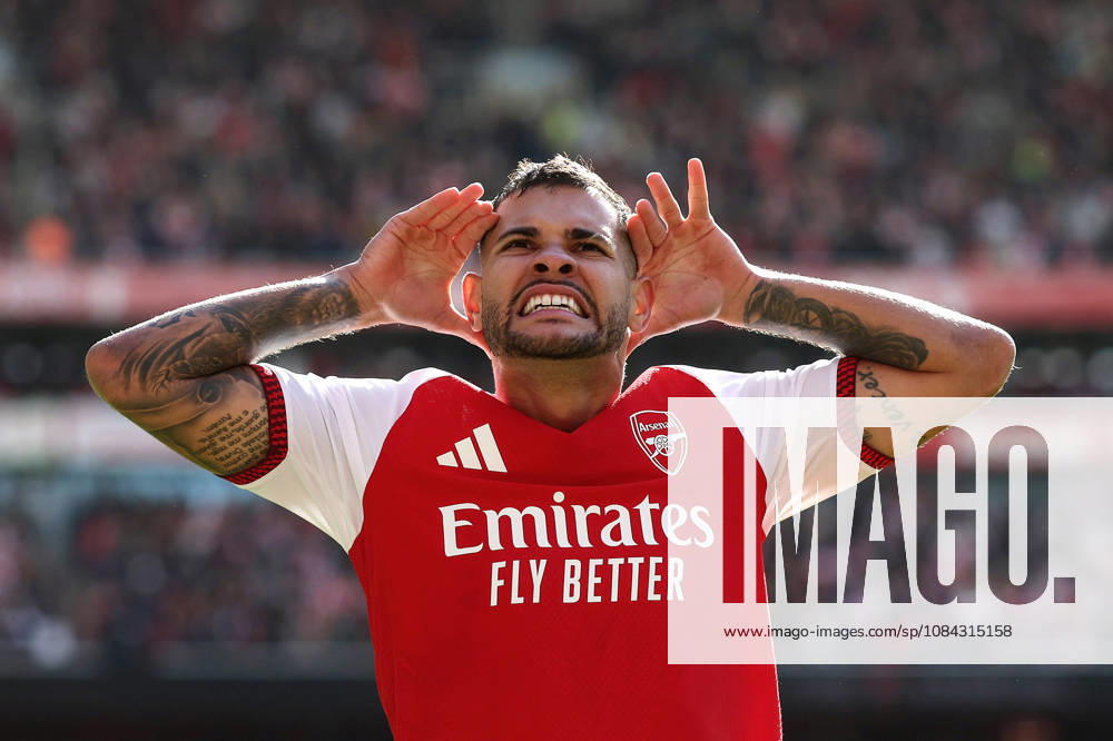 Arsenal gegen Leeds United, 10. Oktober 2026, London, Premier League, Fußball: Arsenal gegen Leeds United – Bruno Guimaraes von Arsenal jubelt nach dem zweiten Tor. Foto: Charlotte Wilson, Offside, London, Großbritannien
