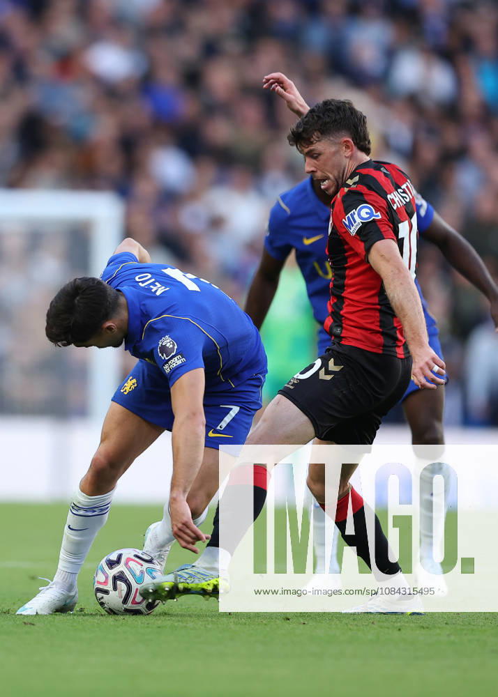 10th October 2026; Stamford Bridge, London, England; Premier League Football, Chelsea versus Bournemouth; Ryan Christie of AFC Bournemouth challenges Pedro Neto of Chelsea JohnxPatrickxFletcher