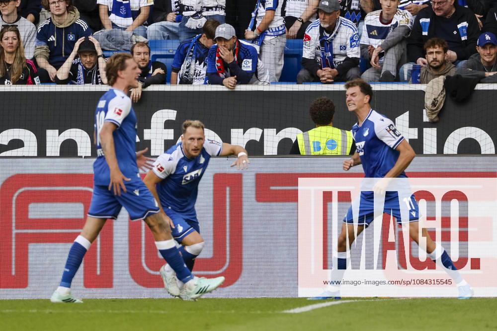 TSG Hoffenheim celebrates Fisnik Asllani s goal to tie the game at 1-1, TSG Hoffenheim, 11, joy, excitement, positive emotions, goal, Germany, soccer, Bundesliga 1, Matchday 5, 2026–2027, TSG Hoffenheim vs. Hamburger SV, October 10, 2026, Sinsheim SNP Arena, Germany