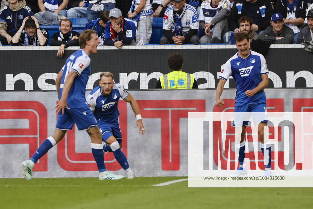 TSG Hoffenheim celebrates Fisnik Asllani s goal to tie the game at 1-1, TSG Hoffenheim, 11, joy, excitement, positive emotions, goal, Germany, soccer, Bundesliga 1, Matchday 5, 2026–2027, TSG Hoffenheim vs. Hamburger SV, October 10, 2026, Sinsheim SNP Arena, Germany