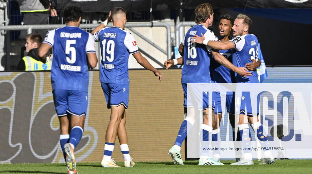 Alleged goal to make it 1–1 by Bambase Conte (TSG 1899 Hoffenheim) 20, disallowed due to a foul in the build-up. Goal celebration by Vladimir Coufal (TSG 1899 Hoffenheim) 34, Wouter Burger (TSG 1899 Hoffenheim) 18, Tim Lemperle (TS)G 1899 Hoffenheim 19 Ozan Kabak TSG 1899 Hoffenheim 05 TSG 1899 Hoffenheim vs. Hamburger SV HSV 10 10 2026 DFL REGULATIONS PROHIBIT ANY USE OF PHOTOGRAPHS AS IMASEQUENCES AND OR QUASI-VIDEO TSG 1899 Hoffenheim vs. Hamburger SV HSV
