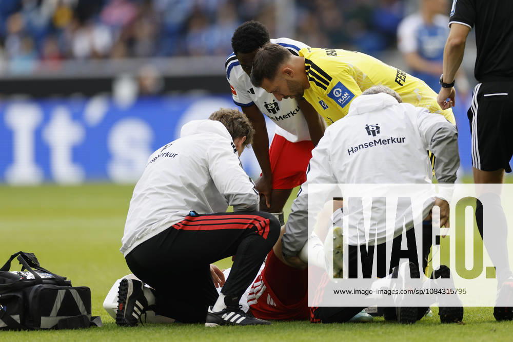 Nicolai Remberg (HSV), injured, in the Bundesliga match between TSG 1899 Hoffenheim and Hamburger SV at the PreZero Arena, Sinsheim, Germany, on October 10, 2026, in action during the Bundesliga match between TSG 1899 Hoffenheim and Hamburger SV at the PreZero Arena, Sinsheim, Germany, on October 10, 2026. DFB and DFL regulations prohibit any use of photographs as image sequences and or quasi-video,