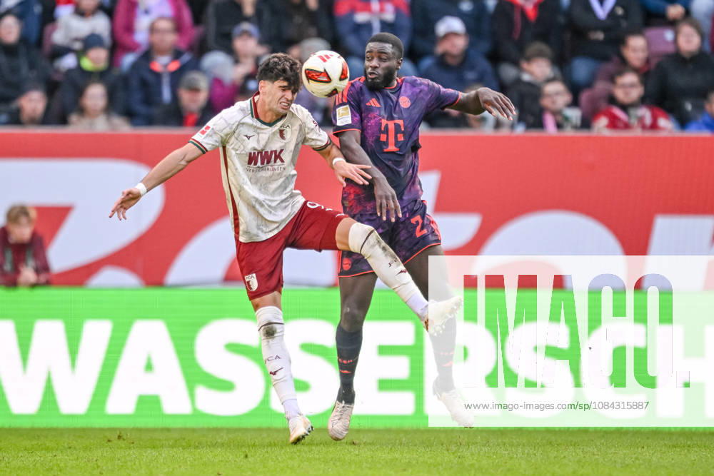 Rodrigo Ribeiro of FC Augsburg and Dayot Upamecano of FC Bayern Munich in a tackle during the Bundesliga match between FC Augsburg and FC Bayern Munich, at WWK Arena on October 10, 2026, in Augsburg, Germany. Photo by Harry Langer, DeFodi Images. Rodrigo Ribeiro of FC Augsburg and Dayot Upamecano of FC Bayern Munich battle for the ball during the Bundesliga match between FC Augsburg and FC Bayern Munich at WWK Arena on October 10, 2026 in Augsburg, Germany. Photo by Harry Langer, DeFodi Images. DFB and DFL regulations prohibit any use of photographs as image sequences and or quasi-video. Photo by Harry Langer, DeFodi Images. DFB and DFL regulations prohibit any use of photographs as imSEQUENCES AND OR QUASI-VIDEO