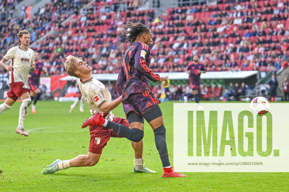 Hennes Behrens of FC Augsburg and Michael Olise of FC Bayern Munich battle for the ball during the Bundesliga match between FC Augsburg and FC Bayern Munich, WWK Arena on October 10, 2026, in Augsburg, Germany. Photo by Harry Langer, DeFodi Images. Hennes Behrens of FC Augsburg and Michael Olise of FC Bayern Munich battle for the ball during the Bundesliga match between FC Augsburg and FC Bayern Munich at WWK Arena on October 10, 2026 in Augsburg, Germany. Photo by Harry Langer, DeFodi Images. DFB and DFL regulations prohibit any use of photographs as image sequences and or quasi-video. Photo by Harry Langer, DeFodi Images. DFB and DFL regulations prohibit any use of photographs as imSEQUENCES AND OR QUASI-VIDEO