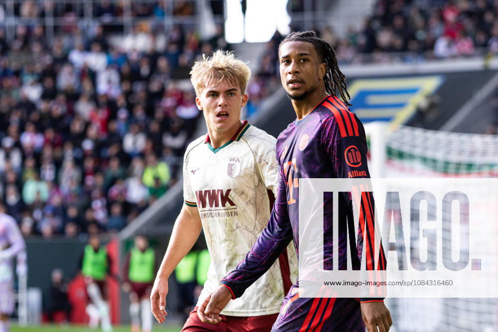 Germany: FC Augsburg vs. FC Bayern Munich, Bundesliga 1, Matchday 5, 2026–27 Season, WWK Arena Augsburg Hennes Behrens, FC Augsburg, 16, Michael Olise, FC Bayern Munich, 17, Augsburg, WWK Arena, Bayern, Germany