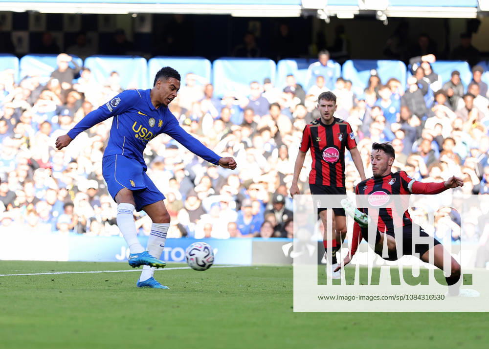 10th October 2026; Stamford Bridge, London, England; Premier League Football, Chelsea versus Bournemouth; Morgan Rogers of Chelsea takes a shot on goal JohnxPatrickxFletcher