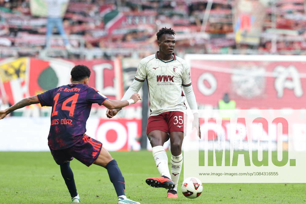 Abdulai Bah (FC Augsburg), 35, with Luis Diaz (FC Bayern Munich), 14, GER, FC Augsburg vs. FC Bayern Munich, Soccer, Bundesliga, Matchday 5, 2026–2027 Season, October 10, 2026, DFL and DFB regulations prohibit any use of photographs as image sequences and or quasi-video, GER, FC Augsburg vs. FC Bayern Munich, soccer, Bundesliga, Matchday 5, 2026–2027 season, October 10, 2026, Augsburg