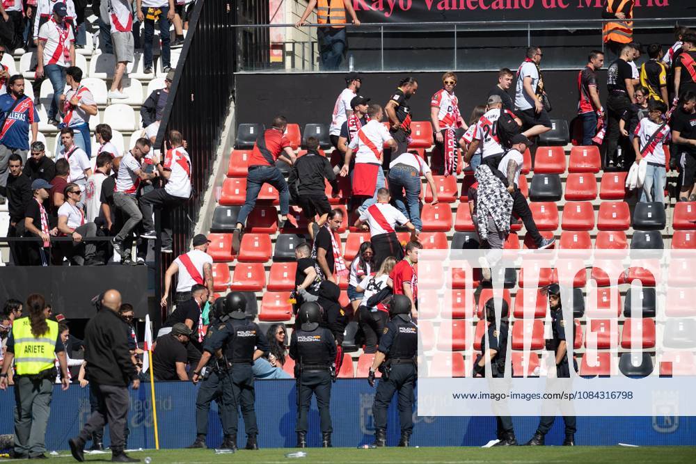 ESP LaLiga EA Sports Rayo Vallecano vs. Athletic Club The National Police cleared Rayo Vallecano fans from the stadium following the suspension of the LaLiga EA Sports match between Rayo Vallecano and Athletic Club, played at Vallecas Stadium in Madrid on October 10, 2026, in Spain. Spain Soccer