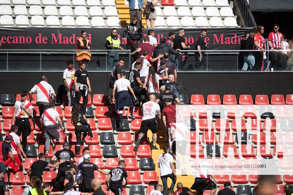 ESP LaLiga EA Sports Rayo Vallecano vs. Athletic Club The National Police cleared Rayo Vallecano fans from the stadium following the suspension of the LaLiga EA Sports match between Rayo Vallecano and Athletic Club, played at Vallecas Stadium in Madrid on October 10, 2026, in Spain. Spain Soccer