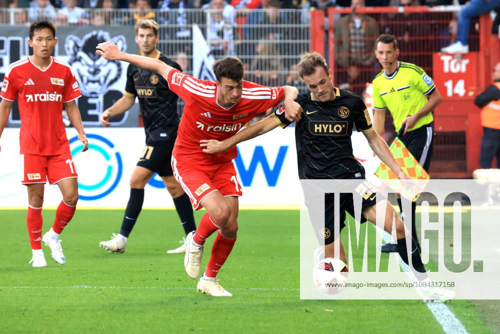 GER, Soccer, Bundesliga 1, 2026–2027, Alte Foersterei, 1. FC Union vs. SV Elversberg, Matchday 5, Janik Haberer (1. FC Union Berlin 19), Tom Zimmerschied (Elversberg 29). DFB and DFL regulations prohibit any use of photographs as image sequences and or quasi-video. nordphoto GmbH, Engler, Berlin, Alte Försterei Stadium, Berlin, Germany