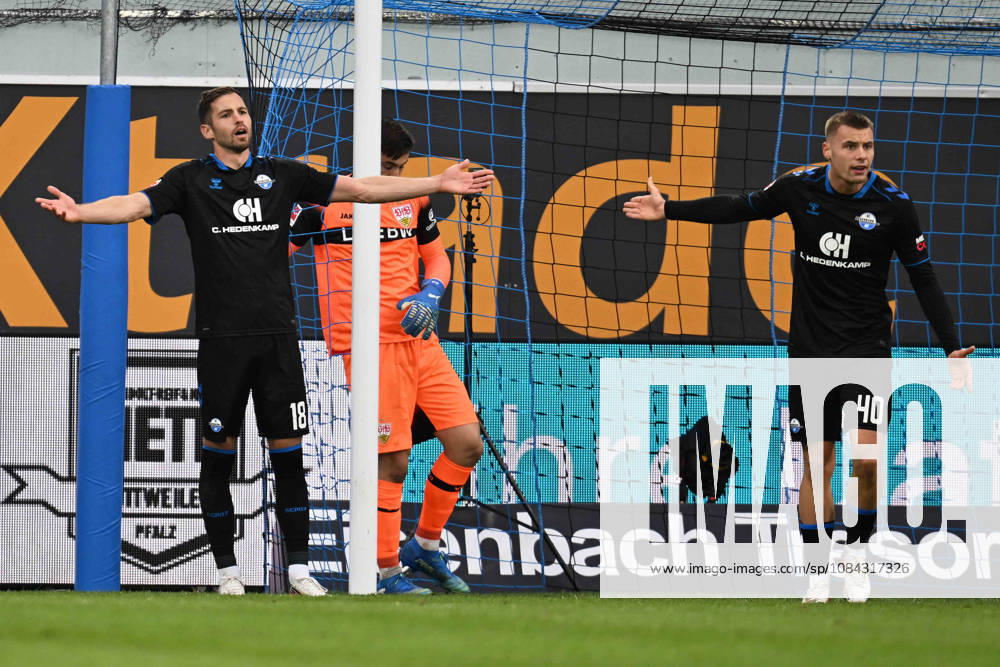 Paderborn, Home Deluxe Arena, October 10, 2026, GER, Men s, 1. Bundesliga, 2026–2027 Season, SC Paderborn 07 vs. VfB Stuttgart Photo by Marvin PIERINGER (Paderborn) and Gabriel VIDOVIC (Paderborn) DFL regulations prohibit any use of photographs as image sequences and or quasi-video North Rhine-Westphalia, Germany