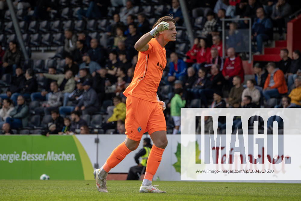 Soccer 3rd Division, SG Sonnenhof Grossaspach vs. SV Waldhof Mannheim; Thijmen Joel Sander Nijhuis of SV Waldhof Mannheim celebrates after the 1-2 loss to Aspach