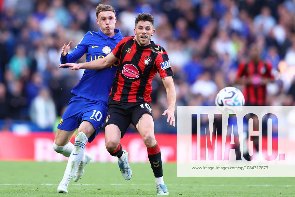 London, England, 10th October 2026. Cole Palmer of Chelsea and Ryan Christie of AFC Bournemouth challenge for the ball during the Chelsea vs AFC Bournemouth Premier League match at Stamford Bridge, London. Picture credit should read: Paul Terry Sportimage . SPI_024_PT_Chelsea_Bournemouth SPI-5060-0024