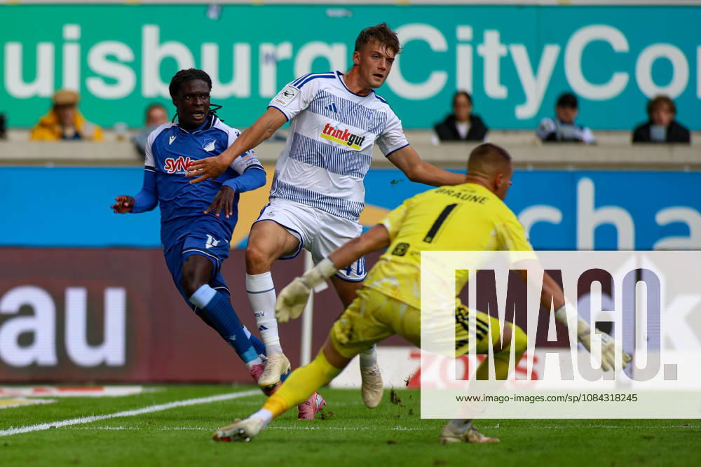 Germany, Soccer, Men s, 3rd Division, 2026–2027 Season, MSV Duisburg vs. TSG Hoffenheim II; Max Besuschkow scores the goal to make it 0–1 for MSV