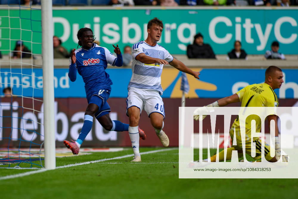 Germany, Soccer, Men s, 3rd Division, 2026–2027 Season, MSV Duisburg vs. TSG Hoffenheim II; Max Besuschkow scores the goal to make it 0–1 for MSV