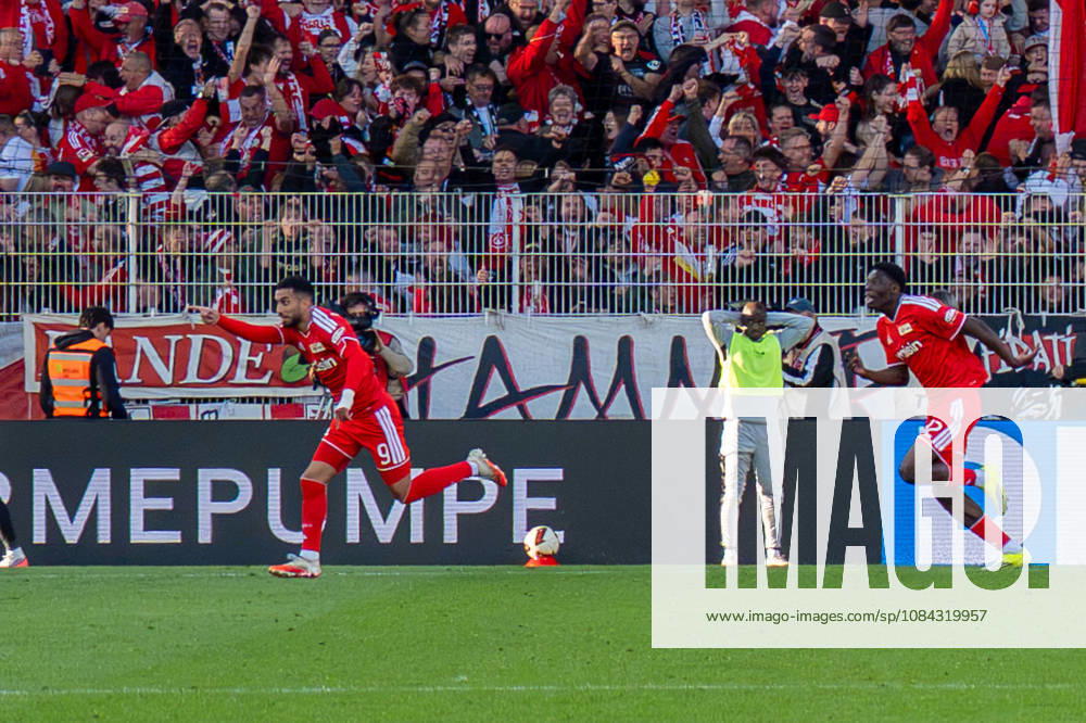 German Soccer 1. Bundesliga, Matchday 5, 2026–2027, 1. FC Union Berlin vs. SV Elversberg on October 10, 2026, at the Stadion An der Alten Försterei in Berlin; Goal: 1–0 by Livan Burcu for 1. FC Union Berlin; 9: Cheering, joy, goal celebration, emotions