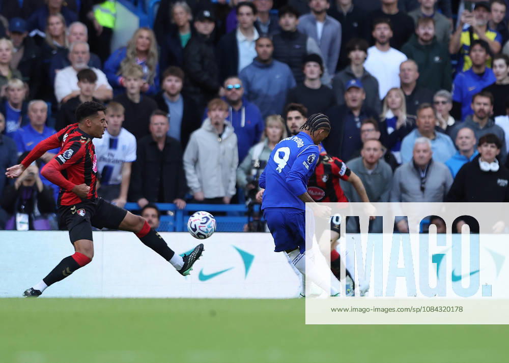 10th October 2026; Stamford Bridge, London, England; Premier League Football, Chelsea versus Bournemouth; Joao Pedro of Chelsea scoring his sides 3rd goal in the 46th minute to make it 3-0 JohnxPatrickxFletcher
