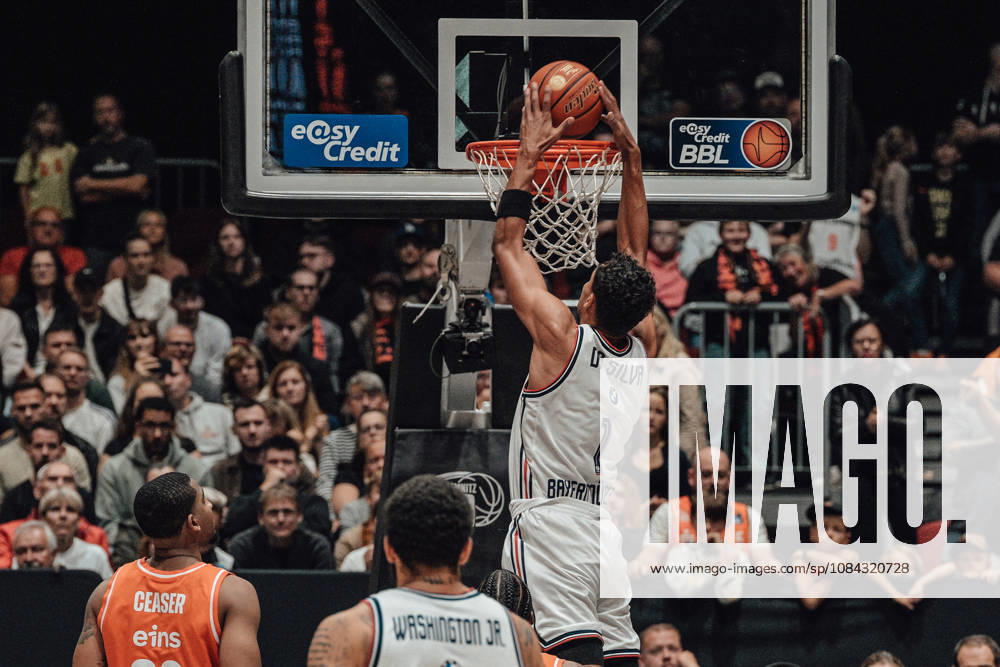 EasyCredit Basketball Bundesliga, Matchday 5, Niners Chemnitz vs. Bayern Munich, October 10, 2026, starting at 4:00 p.m., Chemnitz, Chemnitz Arena. In Photo 01: Oscar da Silva dunking. easyCredit Basketball Bundesliga, Matchday 5, Niners Chemnitz vs. Bayern Munich, Chemnitz, Saxony, Germany