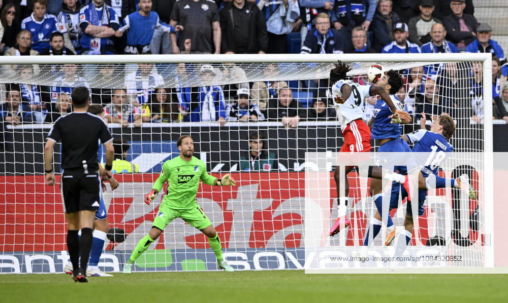 GOAL 2-2 Terem Moffi Hamburger SV HSV 09 Shot on goal Action Scoring chance Heading duel Tackle Action against Ozan Kabak TSG 1899 Hoffenheim 05 Wouter Burger TSG 1899 Hoffenheim 18 Goalkeeper Oliver Baumann TSG 1899 Hoffenheim 01 Referee Harm Osmers TSG 1899 Hoffenheim vs. Hamburger SV HSV 10 10 2026 DFL REGULATIONS PROHIBIT ANY USE OF PHOTOGRAPHS AS IMAGE SEQUENCES AND OR QUASI-VIDEO TSG 1899 Hoffenheim vs. Hamburger SV HSV