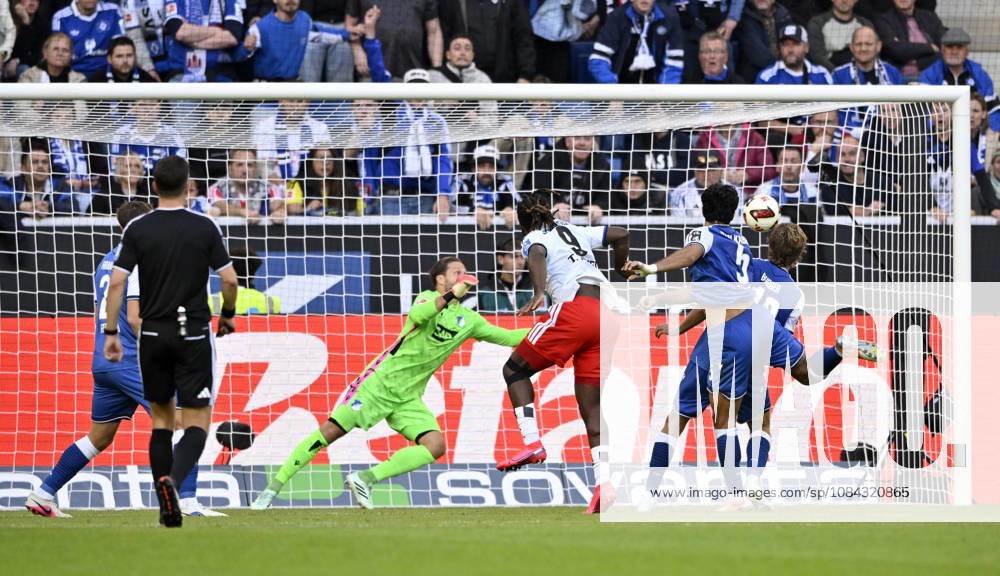 GOAL 2-2 Terem Moffi Hamburger SV HSV 09 Shot on goal Action Scoring chance Heading duel Tackle Action against Ozan Kabak TSG 1899 Hoffenheim 05 Wouter Burger TSG 1899 Hoffenheim 18 Goalkeeper Oliver Baumann TSG 1899 Hoffenheim 01 Referee Harm Osmers TSG 1899 Hoffenheim vs. Hamburger SV HSV 10 10 2026 DFL REGULATIONS PROHIBIT ANY USE OF PHOTOGRAPHS AS IMAGE SEQUENCES AND OR QUASI-VIDEO TSG 1899 Hoffenheim vs. Hamburger SV HSV
