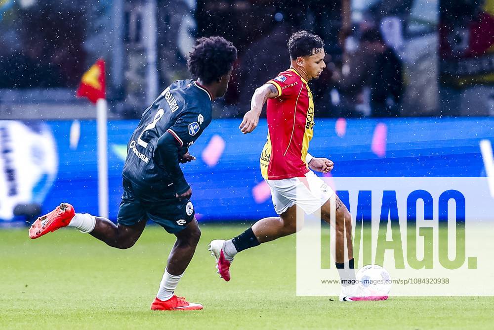, Stadium De Adelaarshorst , season 2026 2027 , Dutch Eredivisie football . match between Go Ahead Eagles and Sparta Rotterdam, Picture shows Sparta player Lushendry Martes , Eagles player Dean James Go Ahead Eagles - Sparta x208110533x