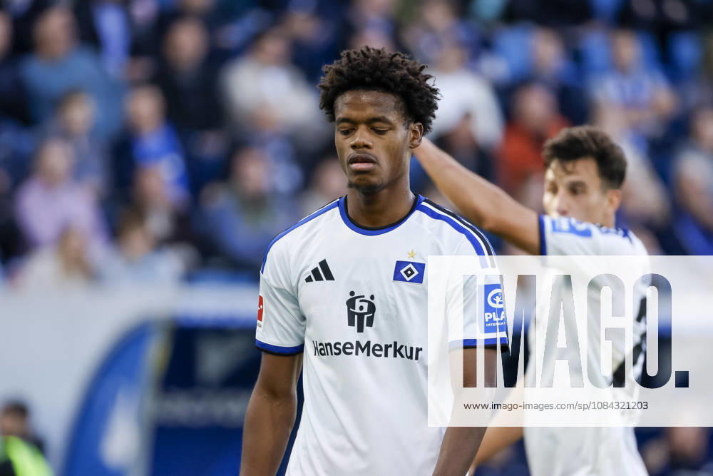 Warmed Omari, Hamburger SV, 17, facial expressions, emotion, Germany, soccer, Bundesliga 1, Matchday 5, 2026–2027, TSG Hoffenheim vs. Hamburger SV, October 10, 2026, Sinsheim SNP Arena, Germany