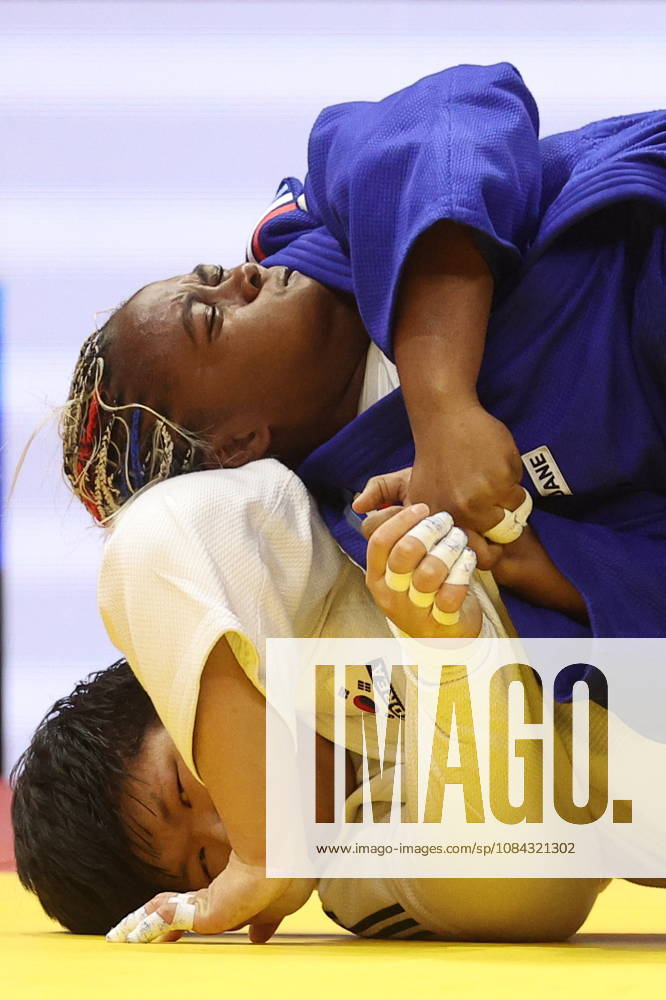 AZERBAIJAN, BAKU - OCTOBER 10, 2026: France s Romane Dicko (top) and South Korea s Lee Hyeon-ji fight in their heavyweight bout during the 2026 World Judo Championships at the National Gymnastics Arena. Mikhail Sinitsyn TASS 99046673