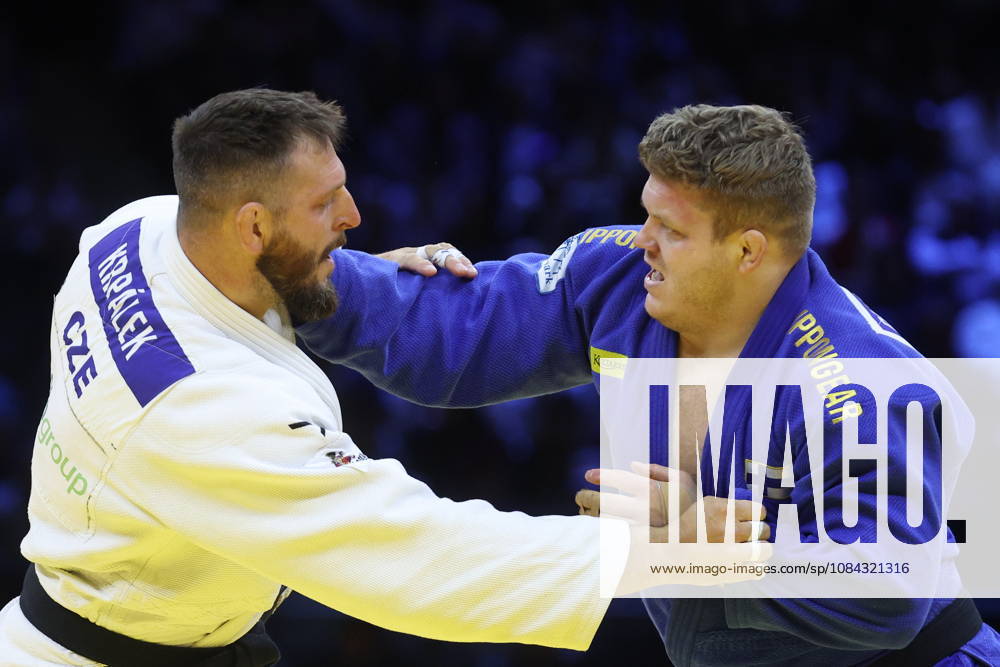 AZERBAIJAN, BAKU - OCTOBER 10, 2026: Czechia s Lukas Krpalek (L) and Finland s Martti Puumalainen fight in their heavyweight bout during the 2026 World Judo Championships at the National Gymnastics Arena. Mikhail Sinitsyn TASS 99047149