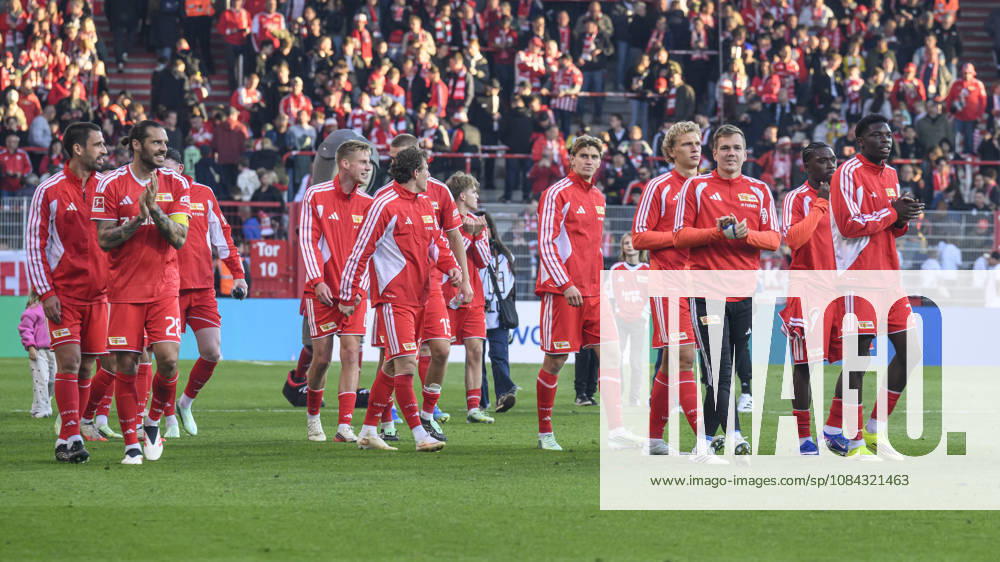In the photo, from left: Union wins 1–0 after 90 plus 2 minutes; joy, celebration, and satisfaction on the players’ faces, GER, Berlin, soccer, 1. FC Union Berlin vs. SV Elversberg, at the Alte Försterei, October 10, 2026, DFB and DFL regulations prohibit any use of photographs as image sequences and or quasi-video,