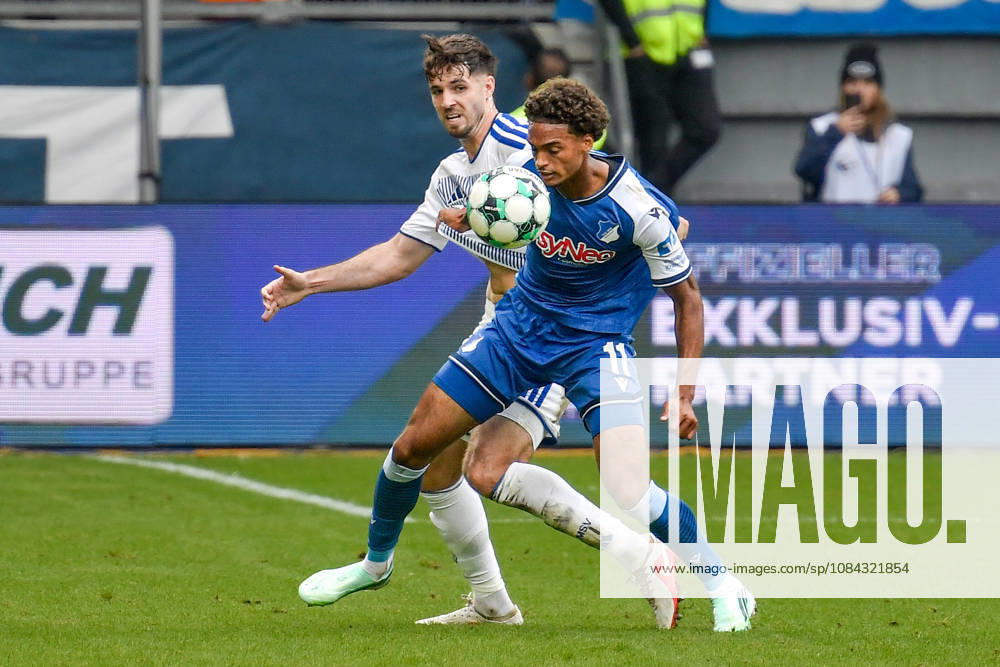 From left: Tobias Fleckstein (Duisburg) vs. Jykese Fields (Hoffenheim) 5 11 10 10 2026 ¢ Soccer ¢ MSV Duisburg vs. TSG 1899 Hoffenheim II, Schauinsland Reisen Arena, Duisburg, DFB and DFL regulations prohibit any use of photographs as image sequences and or quasi-video. NRW, Germany