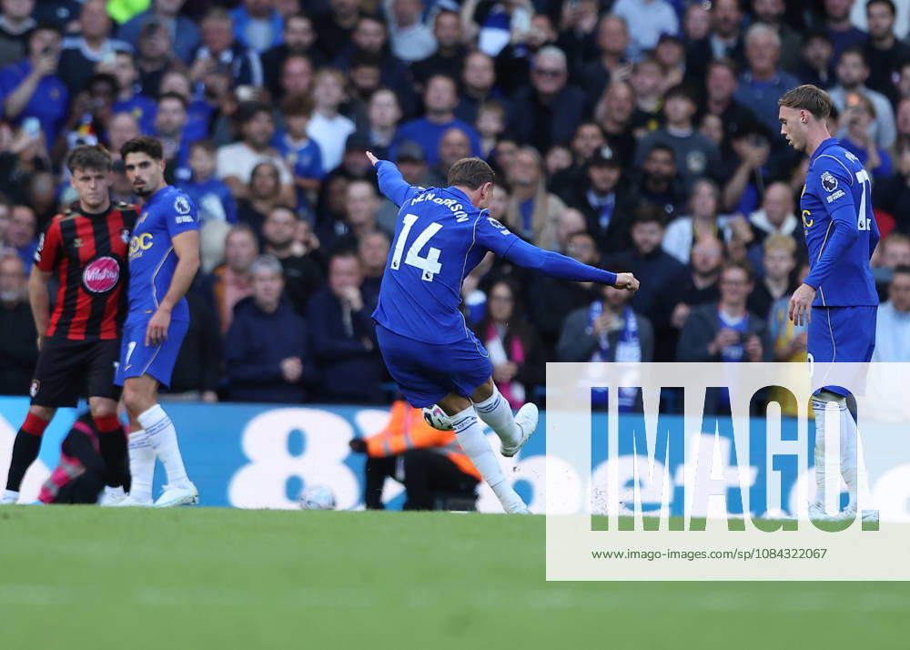 10th October 2026; Stamford Bridge, London, England; Premier League Football, Chelsea versus Bournemouth; Jordan Henderson of Chelsea scoring his sides 5th goal from a direct free kick in the 70th minute to make it 5-1 JohnxPatrickxFletcher